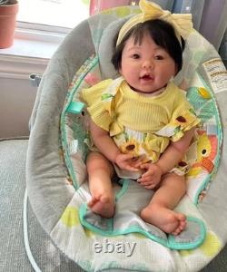 24inch Weighted Reborn Doll Toddler Newborn Asian Girl Rooted Hair Handmade Gift