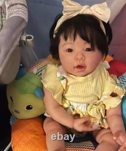 24inch Weighted Reborn Doll Toddler Newborn Asian Girl Rooted Hair Handmade Gift