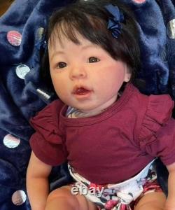 24inch Weighted Reborn Doll Toddler Newborn Asian Girl Rooted Hair Handmade Gift