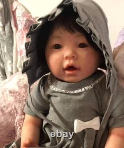 24inch Weighted Reborn Doll Toddler Newborn Asian Girl Rooted Hair Handmade Gift