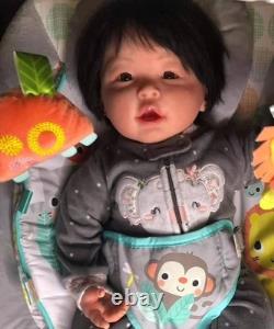 24inch Weighted Reborn Doll Toddler Newborn Asian Girl Rooted Hair Handmade Gift
