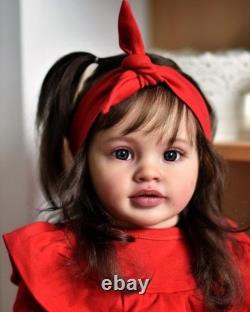 26 Inches Real Baby Size Rooted Brown Hair Life Like Reborn Baby Doll with Soft