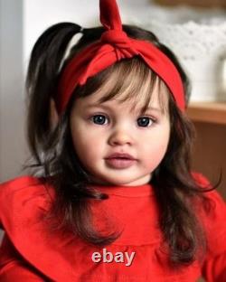 26 Inches Real Baby Size Rooted Brown Hair Life Like Reborn Baby Doll with Soft