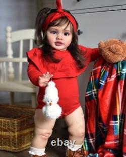 26 Inches Real Baby Size Rooted Brown Hair Life Like Reborn Baby Doll with Soft