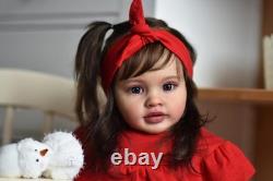 26 Inches Real Baby Size Rooted Brown Hair Life Like Reborn Baby Doll with Soft
