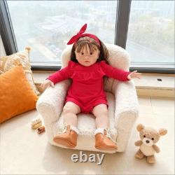 26 Inches Real Baby Size Rooted Brown Hair Life Like Reborn Baby Doll with Soft