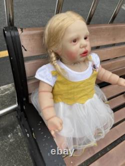 26in Already Finished Reborn Baby Doll With Rooted Blonde Hair Toddler Girl Gift