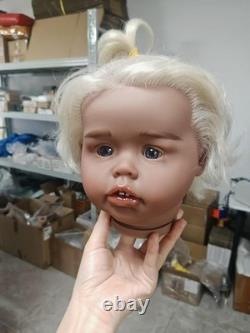 26in Dark Skin Unassembled Toddler Reborn Baby Doll Kit Rooted Hair for DIY Toy