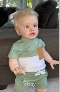 26in Lifelike Reborn Baby Doll Toddler Boy Rooted Hair Handmade Girls Toys Gift