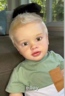 26in Lifelike Reborn Baby Doll Toddler Boy Rooted Hair Handmade Girls Toys Gift