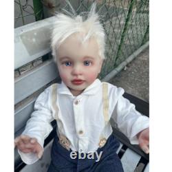 26in Realistic Reborn Baby Doll Toddler Boy White Hair Cloth Body Handmade Gift