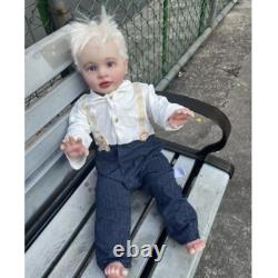 26in Realistic Reborn Baby Doll Toddler Boy White Hair Cloth Body Handmade Gift