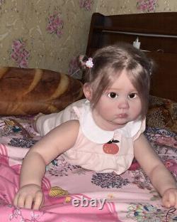 27 Realistic Toddler Girl Reborn Baby Doll Hand-rooted Hair Art Toy Lovely Gift