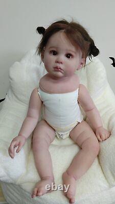 27 Realistic Toddler Girl Reborn Baby Doll Hand-rooted Hair Art Toy Lovely Gift