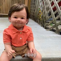 28'' Finished Reborn Baby Doll Toddler Boy Short Hair Cloth Body Handmade Gift