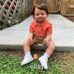 28'' Finished Reborn Baby Doll Toddler Boy Short Hair Cloth Body Handmade Gift
