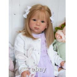 28 Finished Reborn Baby Doll Vinyl Toddler Girl Dolls Rooted Long Hair Handmade