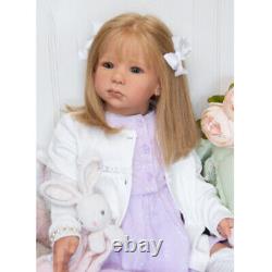 28 Finished Reborn Baby Doll Vinyl Toddler Girl Dolls Rooted Long Hair Handmade