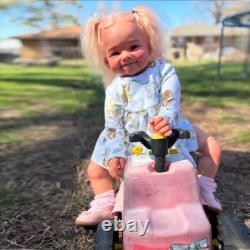 28'' Handmade Reborn Baby Doll Finished Toddler Girl Rooted Hair Cloth Body Gift