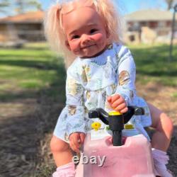 28'' Handmade Reborn Baby Doll Finished Toddler Girl Rooted Hair Cloth Body Gift