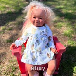 28'' Handmade Reborn Baby Doll Finished Toddler Girl Rooted Hair Cloth Body Gift
