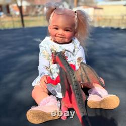 28'' Handmade Reborn Baby Doll Finished Toddler Girl Rooted Hair Cloth Body Gift