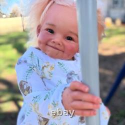 28'' Handmade Reborn Baby Doll Finished Toddler Girl Rooted Hair Cloth Body Gift