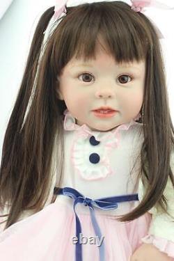 28 Handmade Vinyl Silicone Reborn Baby Girl Dolls Long Hair Beauty Playmate Toy