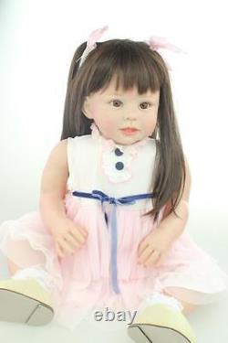 28 Handmade Vinyl Silicone Reborn Baby Girl Dolls Long Hair Beauty Playmate Toy