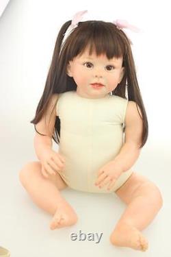 28 Handmade Vinyl Silicone Reborn Baby Girl Dolls Long Hair Beauty Playmate Toy