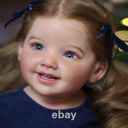 28 Lifelike Reborn Baby Doll Cute Toddler Girl Long Rooted Hair Cloth Body Gift