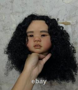 28 Lifelike Reborn Baby Doll Kit Dark Skin African Girl Toddler Rooted Hair Toy