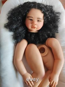28 Lifelike Reborn Baby Doll Kit Dark Skin African Girl Toddler Rooted Hair Toy