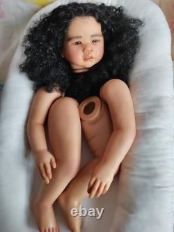 28 Lifelike Reborn Baby Doll Kit Dark Skin African Girl Toddler Rooted Hair Toy