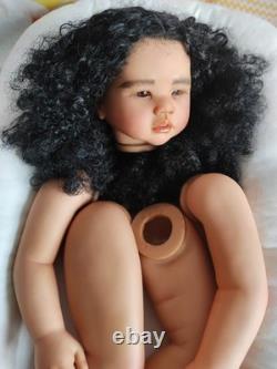 28 Lifelike Reborn Baby Doll Kit Dark Skin African Girl Toddler Rooted Hair Toy