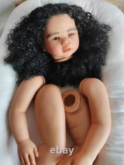 28 Lifelike Reborn Baby Doll Kit Dark Skin African Girl Toddler Rooted Hair Toy