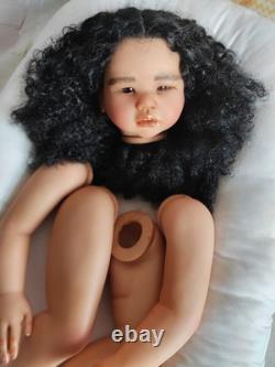 28 Lifelike Reborn Baby Doll Kit Dark Skin African Girl Toddler Rooted Hair Toy