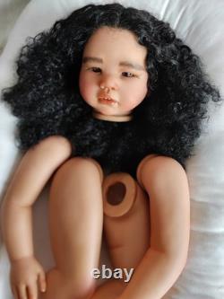 28 Lifelike Reborn Baby Doll Kit Dark Skin African Girl Toddler Rooted Hair Toy