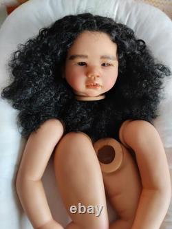 28 Lifelike Reborn Baby Doll Kit Dark Skin African Girl Toddler Rooted Hair Toy