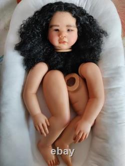 28 Lifelike Reborn Baby Doll Kit Dark Skin African Girl Toddler Rooted Hair Toy