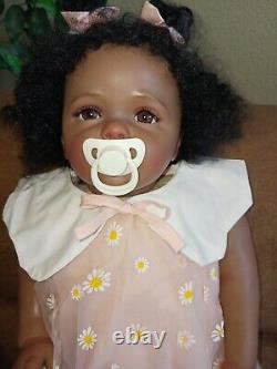 28 Reborn Baby Doll Dark Skin Large Toddler Girl African American Rooted 24 22