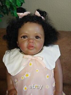 28 Reborn Baby Doll Dark Skin Large Toddler Girl African American Rooted 24 22