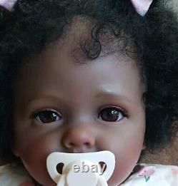 28 Reborn Baby Doll Dark Skin Large Toddler Girl African American Rooted 24 22