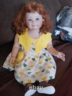 28' Reborn Baby Doll Girl Toddler Auburn Red Curly Hair Hand Painted Lifelike