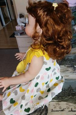 28' Reborn Baby Doll Girl Toddler Auburn Red Curly Hair Hand Painted Lifelike
