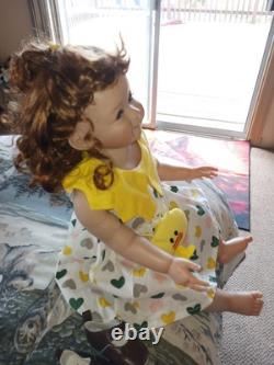 28' Reborn Baby Doll Girl Toddler Auburn Red Curly Hair Hand Painted Lifelike