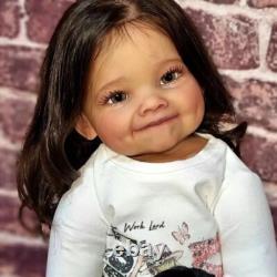 28 Reborn Baby Doll Painted Kit Toddler Girl Rooted Hair with Cloth Body DIY Gift