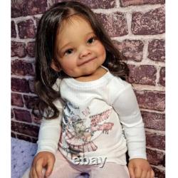 28 Reborn Baby Doll Painted Kit Toddler Girl Rooted Hair with Cloth Body DIY Gift