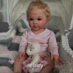 28 Reborn Doll Assembled Toddler Girl with Rooted Yellow Hair Cloth Body Gifts