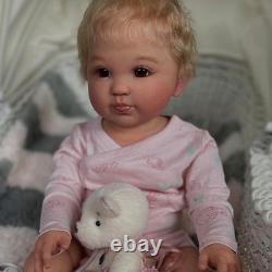 28 Reborn Doll Assembled Toddler Girl with Rooted Yellow Hair Cloth Body Gifts
